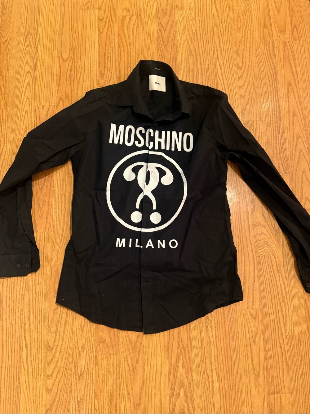 Moschino Black Shirt with White Logo Graphic